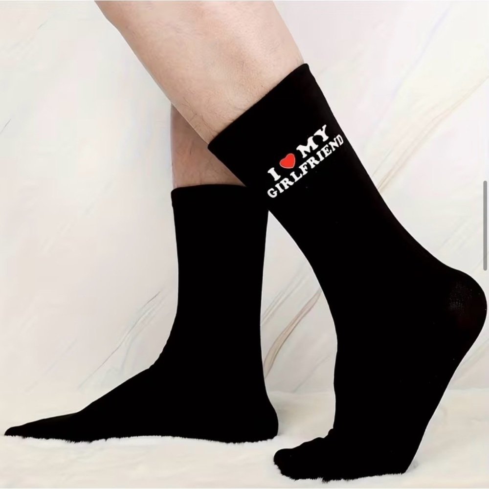 New Black 'I Love My Girlfriend' Socks